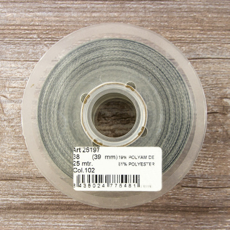Лента металлик SAFISA, 38 мм, 25 м, цвет 102, серебро. Арт 25197-38мм-102          