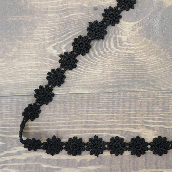 Кружево гипюр, 18 мм, цвет черный, 100% полиэстер, 4,5 м. Арт 4GB762.13