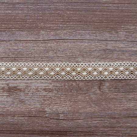 Мерсеризованное хлопковое кружево, 20 мм, цвет белый с бежевым. Арт 2020/Z1