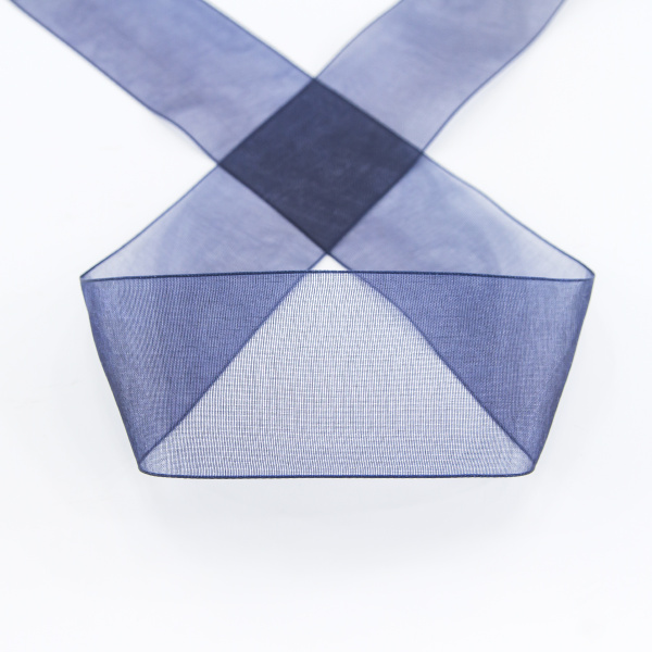 Лента органза SAFISA мини-рулон, 39 мм, 2 м, цвет 15, синий темный. Арт P00520-39мм-15          