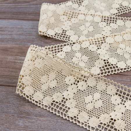 Мерсеризованное хлопковое кружево, 90 мм, цвет экрю. Арт 2230/58