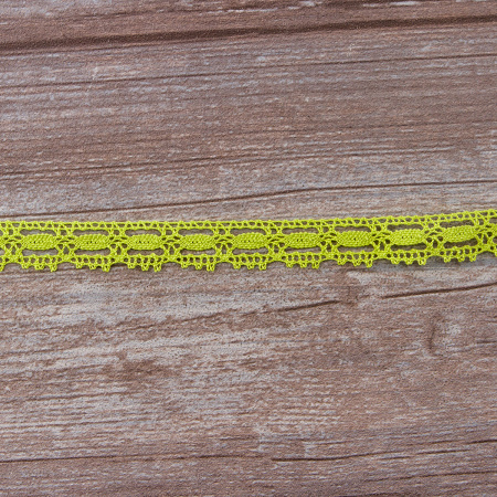 Мерсеризованное хлопковое кружево, 15 мм, цвет лайма. Арт 1798/21                 
