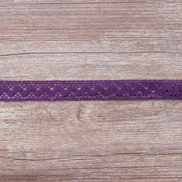 Мерсеризованное хлопковое кружево, 16 мм, цвет темно-лавандовый. Арт 2066/46