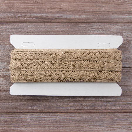 Мерсеризованное хлопковое кружево, 16 мм, цвет серо-бежевый. Арт 2066/27