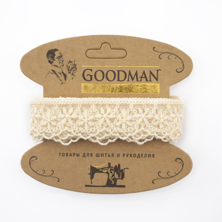 Кружево-вышивка на тюле, 28 мм, цвет бежевый, 100% полиэстер, 3,5 м. Арт T-1910.371