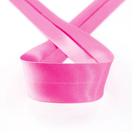 Косая бейка атласная 30 мм, 25 м, цвет 142, ярко-розовый. Арт 6260-30мм-142            