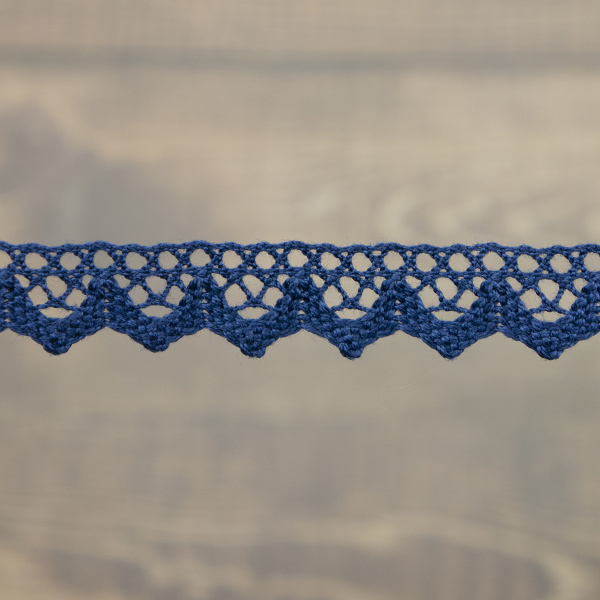 Кружево плетеное, 12 мм, цвет синий, 100% хлопок, 5 м. Арт K-5004-242