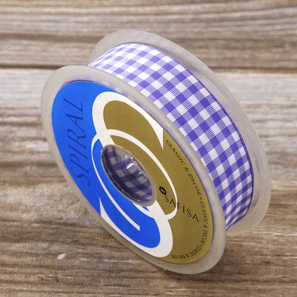 Лента с рисунком клетка SAFISA, 25 мм, 25 м, цвет 08, сиреневый. Арт 469-25мм-08             