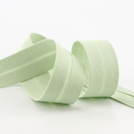 Косая бейка хлопок, 20 мм, 25 м, цвет 73, цвет желто-зеленый. Арт 6600-20мм-73