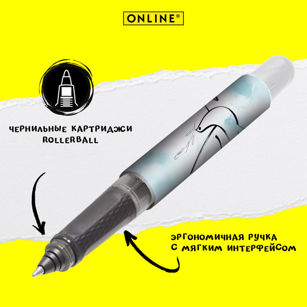 Ручка-роллер "College" с синим картриджем, толщина линии 0.7 мм, принт "Freedom". Арт 12605/3D