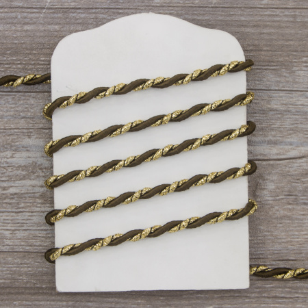 Шнур витой PEGA,  коричневый с люрексом, 5 мм. Арт 845219950DA702          