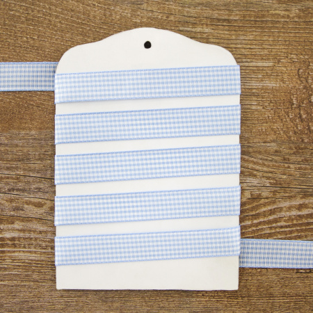 Лента с рисунком клетка SAFISA, 15 мм, 25 м, цвет 04, голубой. Арт 466-15мм-04             