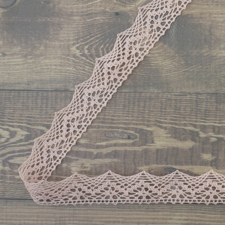 Кружево плетеное, 25 мм, цвет розовый, 100% хлопок, 5 м. Арт K-5003-268