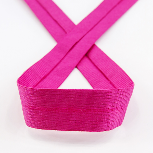 Косая бейка хлопок, 20 мм, 20 м, цвет 20, розовый-темный. Арт 6598-20мм-20