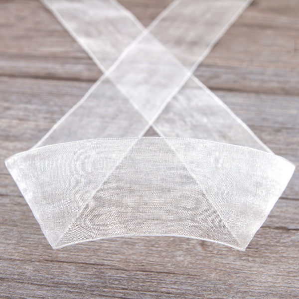 Лента органза SAFISA мини-рулон, 39 мм, 2 м, цвет 02, белый. Арт P00520-39мм-02          