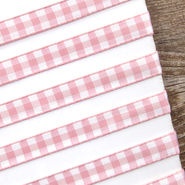 Лента с рисунком клетка SAFISA, 11 мм, 25 м, цвет 05, розовый. Арт 469-11мм-05             