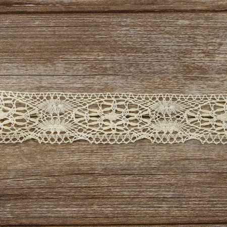 Мерсеризованное хлопковое кружево, 50 мм, цвет экрю. Арт 2218/02