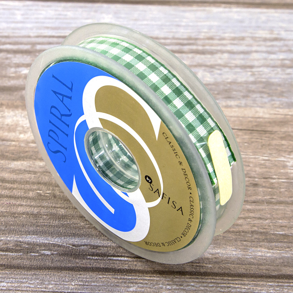 Лента с рисунком клетка SAFISA, 16(18) мм, 25 м, цвет 25, зеленый. Арт 469-16мм-25             