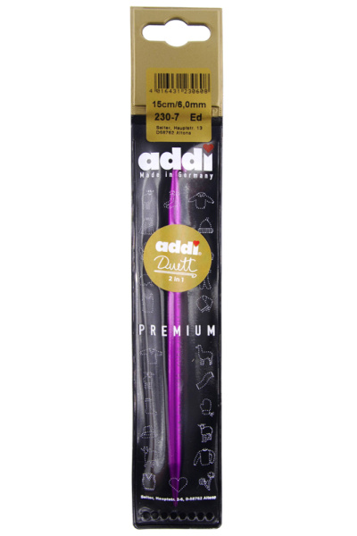 Крючок, вязальный, алюминий addiDuett №6, 15 см. Арт 230-7/6-15