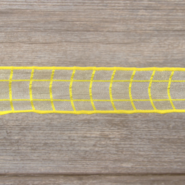 Лента органза с рисунком SAFISA, 25 мм, 15 м, цвет 01, желтый. Арт 25212-25-01              