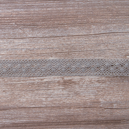 Мерсеризованное хлопковое кружево, 20 мм, цвет серый. Арт 2020/W3