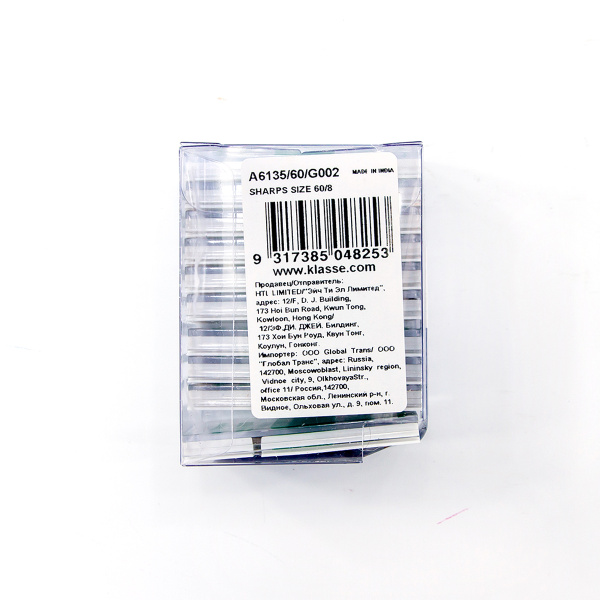 Иглы для бытовых швейных машин микротекс № 60. Арт A6135/60                