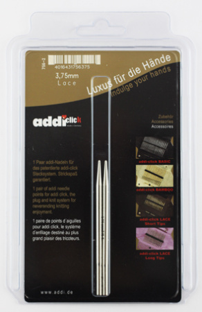 Дополнительные спицы с удлиненным кончиком к addiClick LACE SHORT, №3.75, латунь. Арт 756-7/3.75-000