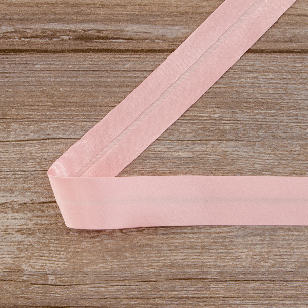 Косая бейка атласная 30 мм, 25 м, цвет 52, цвет дымчатой розы. Арт 6260-30мм-52            