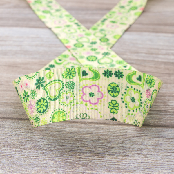 Лента репсовая SAFISA с рисунком, 39 мм, 15 м, цвет 01, белый. Арт 25311-39мм-01