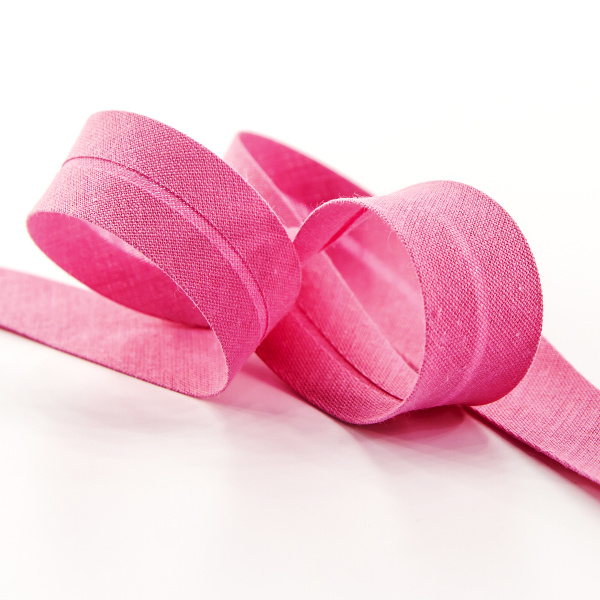 Косая бейка хлопок/полиэстер 20 мм, 25 м, цвет 49, фуксия. Арт 6120-20мм-49            