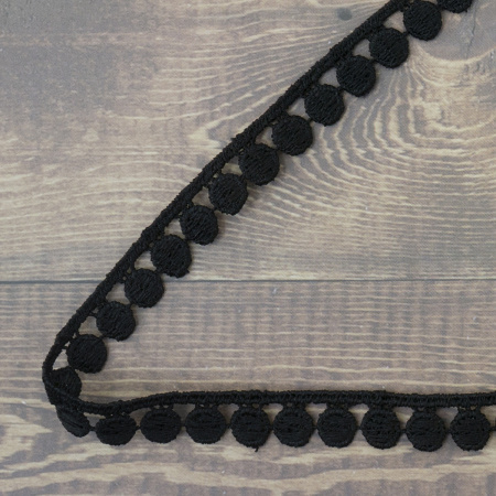 Кружево гипюр, 12 мм, цвет черный, 100% полиэстер, 4,5 м. Арт G-4634.13