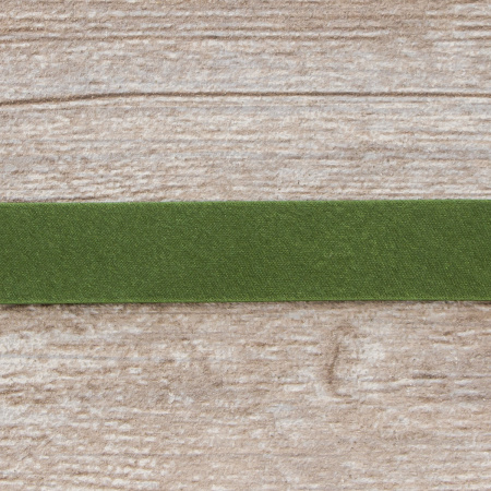 Косая бейка атласная 20 мм, 25 м, цвет 26, хаки темный. Арт 6260-20мм-26            