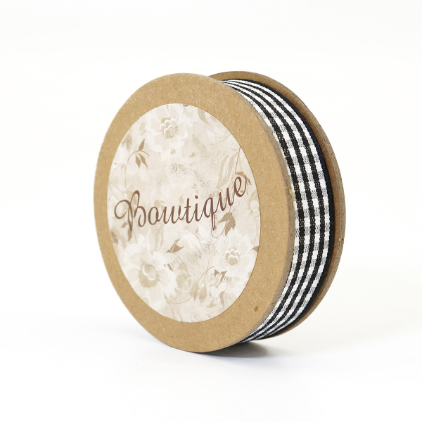 Лента с рисунком на картонной катушке "Клетка", цвет чёрный. Арт R13115/030