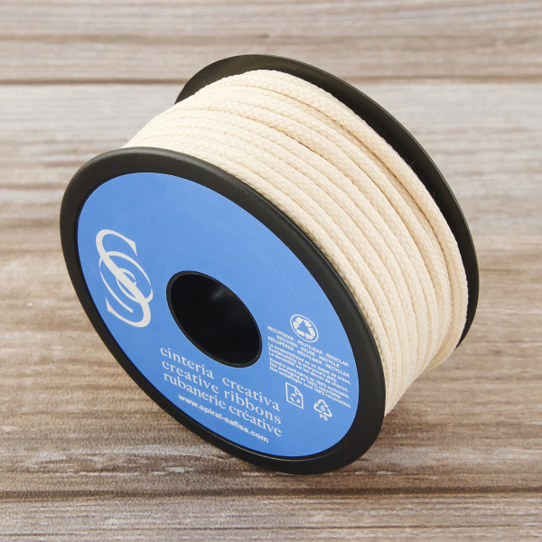 Шнур плетеный SPIRAL ( SAFISA), 4 мм, 25 м, цвет кремовый. Арт 25281-4-56