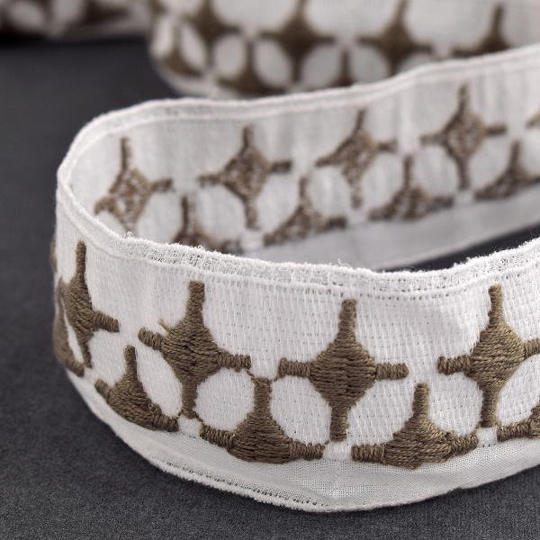 Шитье-вышивка на батисте, прошва, 40 мм, цвет белый. Арт 35706/E3