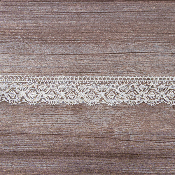 Мерсеризованное хлопковое кружево, 30 мм, цвет белый. Арт 2025/01