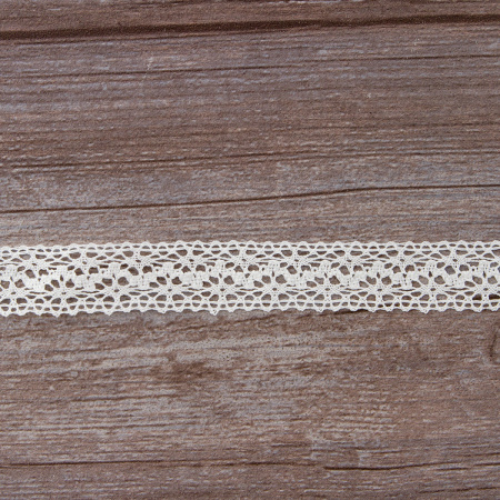 Мерсеризованное хлопковое кружево, 20 мм, цвет белый. Арт 3037/01                 