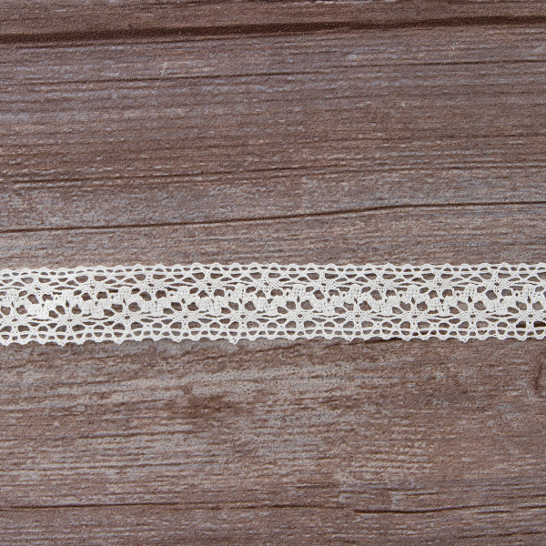 Мерсеризованное хлопковое кружево, 20 мм, цвет белый. Арт 3037/01                 