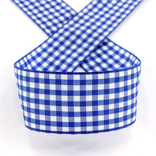 Лента с рисунком клетка SAFISA, 40 мм, 25 м, цвет 13, синий. Арт 469-40мм-13             