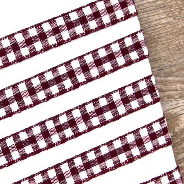 Лента с рисунком клетка SAFISA, 11 мм, 25 м, цвет 30, бордо. Арт 469-11мм-30             