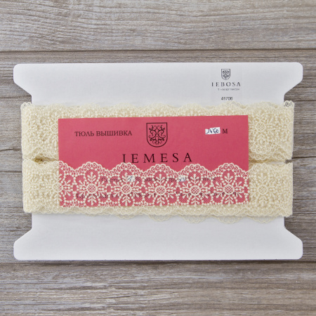 Кружево-вышивка на тюле, 25 мм, 14,6 м. Арт 41706/02