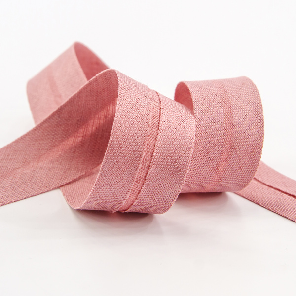 Косая бейка хлопок/лён, 20 мм, 20 м, цвет 36, клубничный мусс. Арт 6602-20мм-36