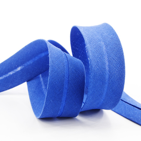 Косая бейка хлопок/полиэстер 20 мм, 25 м, цвет 71, насыщенный серо-синий темный. Арт 6120-20мм-71            