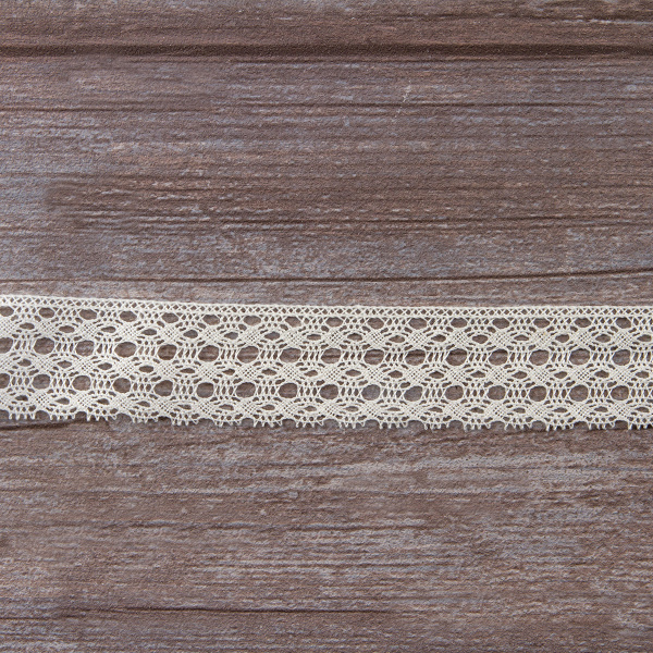 Мерсеризованное хлопковое кружево, 35 мм, шампань. Арт 2129/72