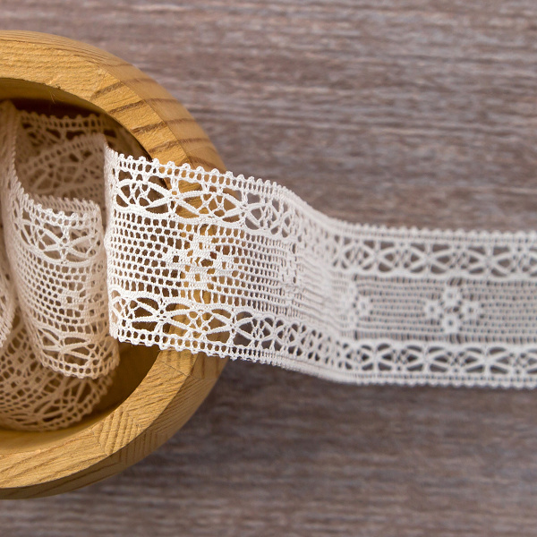 Мерсеризованное хлопковое кружево, 30 мм, цвет белый. Арт 3120/01                 