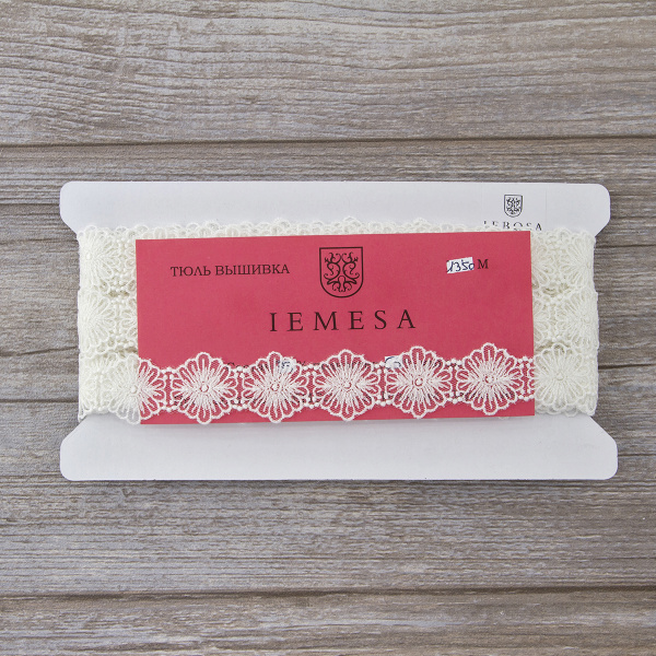 Кружево-вышивка на тюле, 17 мм, 13,5 м. Арт 41689/01