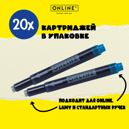 Картридж "Combi Ink Cartridge" для перьевой ручки, 76 мм, цвет синий, в комплекте 20 шт.. Арт 17026Combi