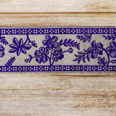 Тесьма жаккард с люрексом SAFISA, 50 мм, 15 м, цвет 03. Арт 9089-50мм-03            