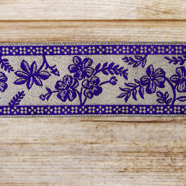 Тесьма жаккард с люрексом SAFISA, 50 мм, 15 м, цвет 03. Арт 9089-50мм-03            