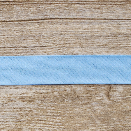 Косая бейка хлопок/полиэстер 20 мм, 25 м, цвет 69, Синий светлый. Арт 6120-20мм-69            